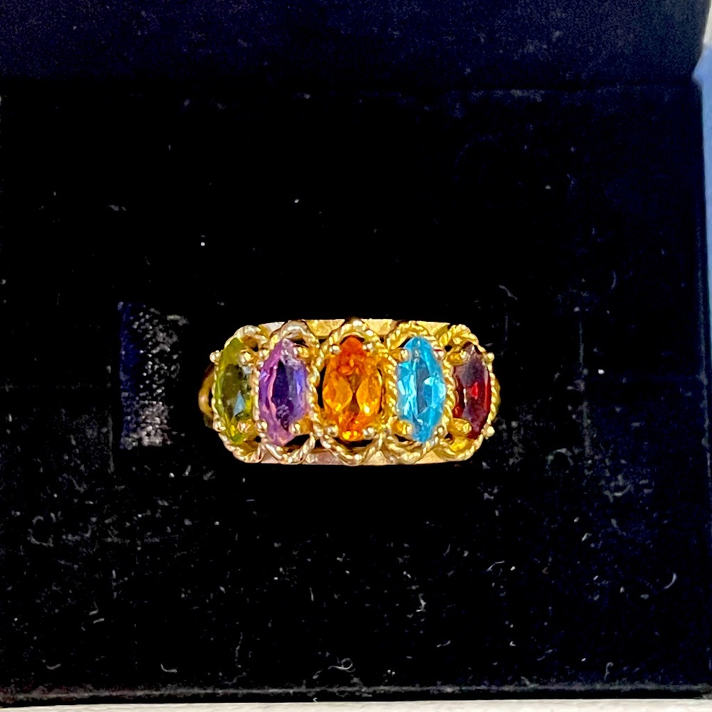Peridot,Amethyst,Citron,Topaz, Garnet ring